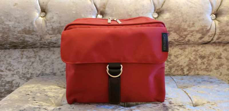 red pram bag